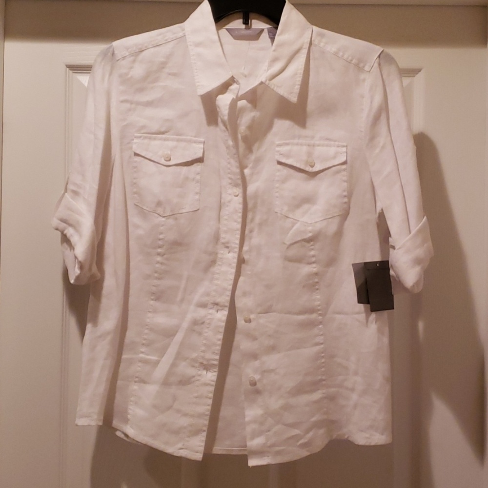 Liz Claiborne Linen Blouse LARGE, NWT